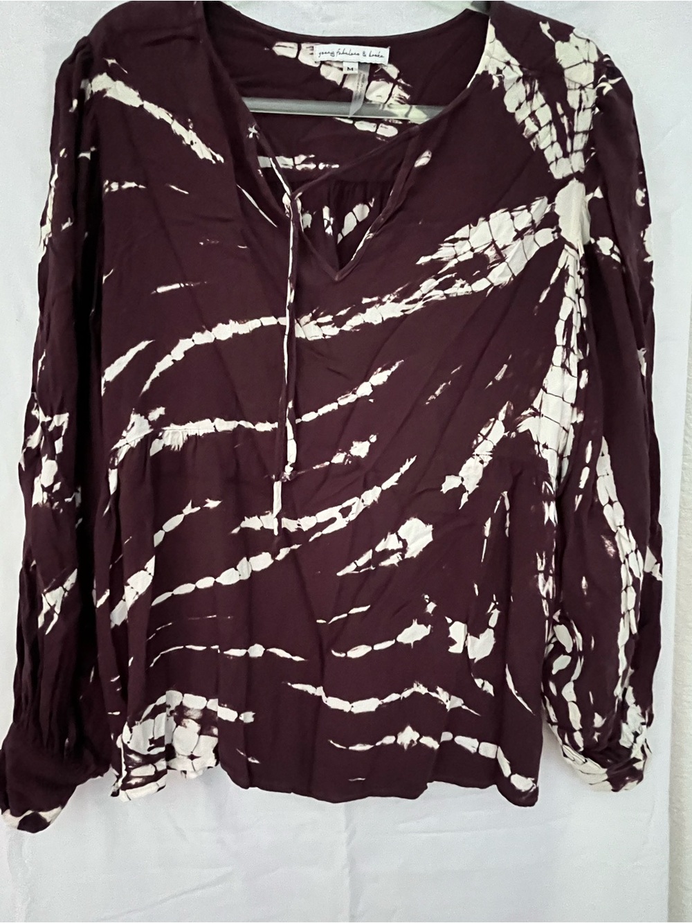 Young Fabulous & Broke Burgundy and Cream Tie-Dye Blouse